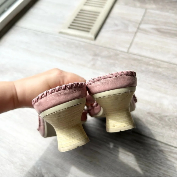 Clarks Women's Pink Beige Leather Open Toe Heels Sandals - Picture 12 of 14
